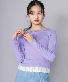 ZIDDY / ジディー Tシャツ | 【 ニコ☆プチ 掲載 】クロスネック裾花柄Tシャツ(130~160cm)