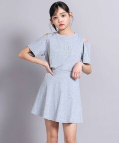 ZIDDY / ジディー セットアップ | 【 ニコ☆プチ 掲載 】肩開きラメTシャツ＆フレアーボトムセットアップ(130~160cm)