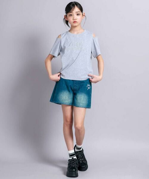 ZIDDY / ジディー セットアップ | 【 ニコ☆プチ 掲載 】肩開きラメTシャツ＆フレアーボトムセットアップ(130~160cm) | 詳細11