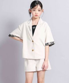 ZIDDY / ジディー セットアップ | 【 ニコ☆プチ 掲載 】リネンライク半袖ジャケット＆ボトムセット(130~160cm)
