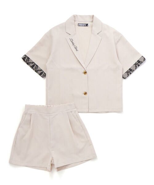 ZIDDY / ジディー セットアップ | 【 ニコ☆プチ 掲載 】リネンライク半袖ジャケット＆ボトムセット(130~160cm) | 詳細15