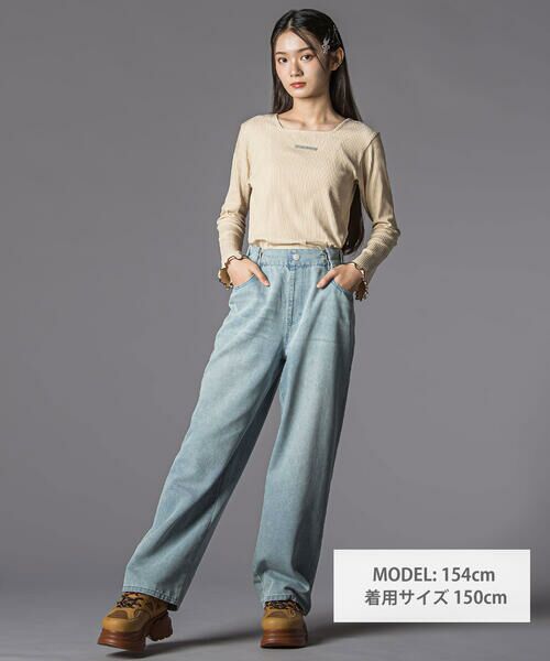 ZIDDY / ジディー チノ・ワークパンツ | ハートプリントワイドデニムパンツ(130~160cm) | 詳細1