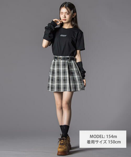 ZIDDY / ジディー ショート・ハーフ・半端丈パンツ | 合皮ベルト付きチェックスカパン(130~160cm) | 詳細1