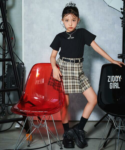 ZIDDY / ジディー ショート・ハーフ・半端丈パンツ | 合皮ベルト付きチェックスカパン(130~160cm) | 詳細21