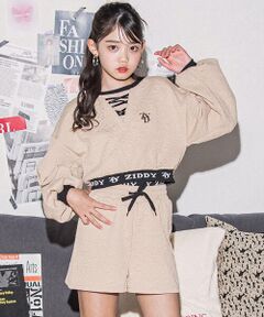 ZIDDY / ジディー セットアップ | 膨れジャガードトレーナー＆ショートパンツセット(130~160cm)