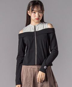 オフショルダージップトップス(130~160cm)