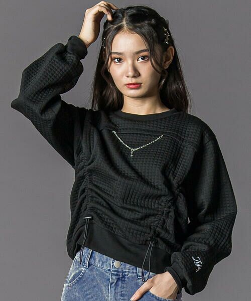 ZIDDY / ジディー スウェット | 膨れジャガードトドロストトップス(130~160cm)(ブラック)