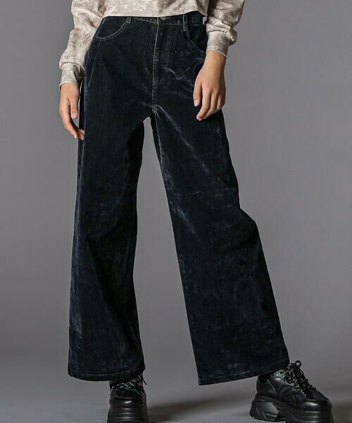 ZIDDY / ジディー デニムパンツ | フロッキーワイドデニム(130~160cm)(ブラック)