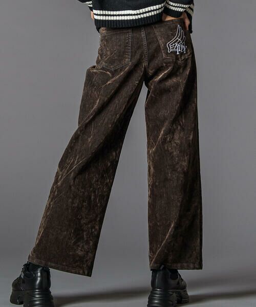 ZIDDY / ジディー デニムパンツ | フロッキーワイドデニム(130~160cm)(ブラウン)