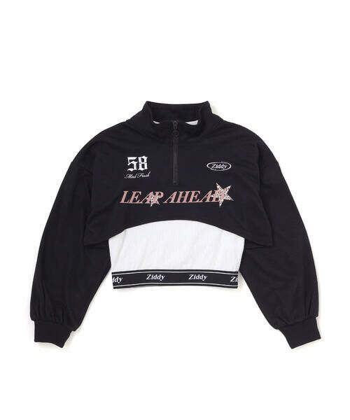 ZIDDY / ジディー その他トップス | ハーフジップドロップショルダートップス＆短丈半袖Tシャツセット(130~160cm) | 詳細4