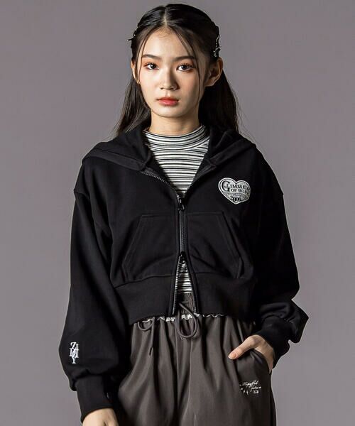 ZIDDY / ジディー パーカー | ウエスタン短丈ジップアップパーカー(130~160cm)（ブラック）