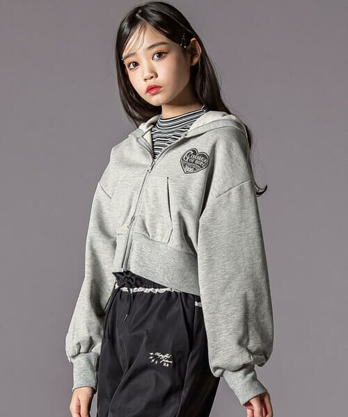 ZIDDY / ジディー パーカー | ウエスタン短丈ジップアップパーカー(130~160cm)（グレー）