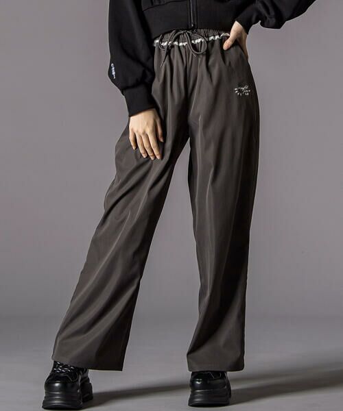 ZIDDY / ジディー チノ・ワークパンツ | チラレースウエストワイドパンツ(130~160cm)（グレー）