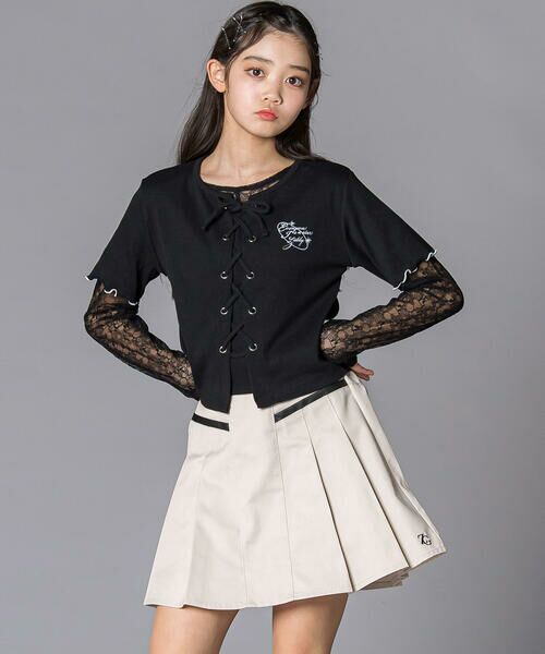 ZIDDY / ジディー その他トップス | チュールレースアップTシャツセット(130~160cm) | 詳細4