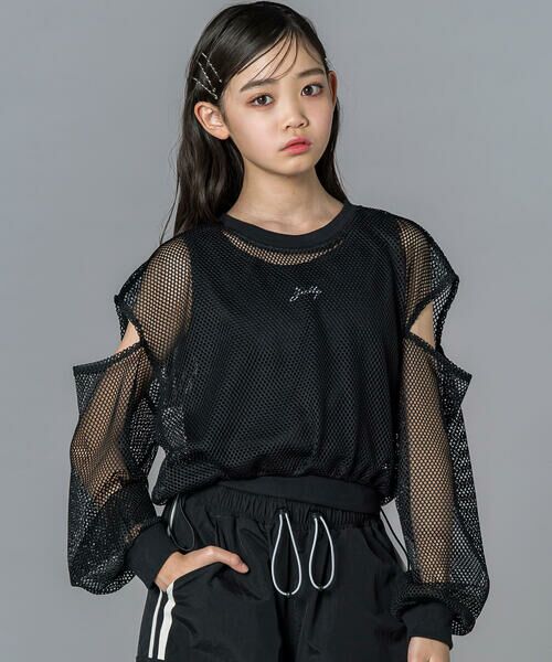 ZIDDY / ジディー その他トップス | メッシュトップス＆タンクトップセット（スポMIXクロップ）(130~160cm)（ブラック）