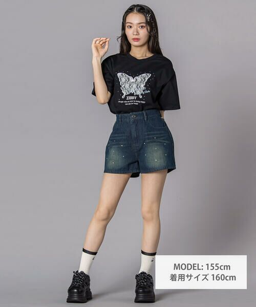 ZIDDY / ジディー デニムパンツ | ラインストーンショートデニムパンツ(130~160cm) | 詳細1