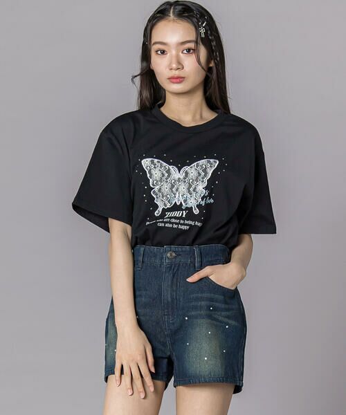 ZIDDY / ジディー デニムパンツ | ラインストーンショートデニムパンツ(130~160cm) | 詳細2