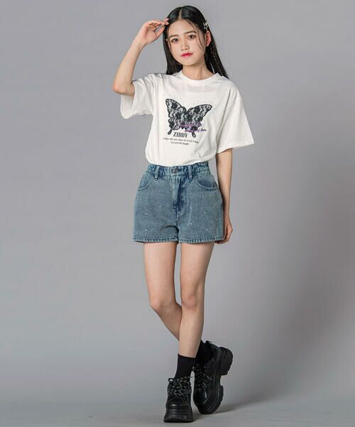 ZIDDY / ジディー デニムパンツ | ラインストーンショートデニムパンツ(130~160cm) | 詳細19