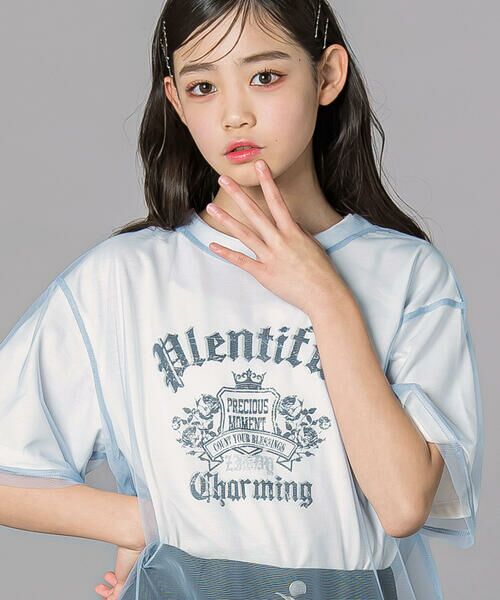 ZIDDY / ジディー その他トップス | レイヤード風 シアーチュール ラメロゴTシャツ130~160cm) | 詳細2