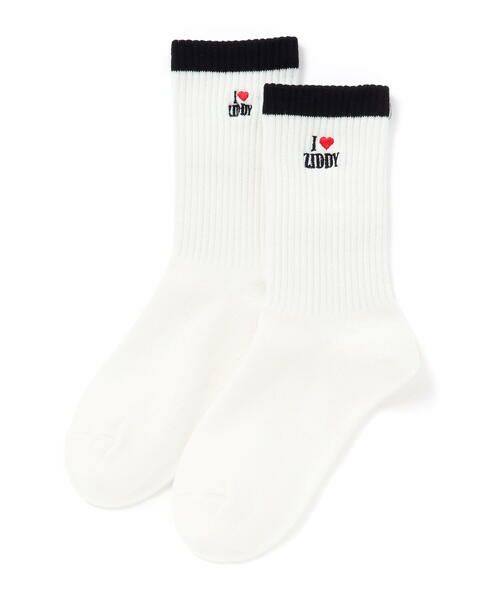 ZIDDY / ジディー ソックス | 【日本製】ハートロゴ刺しゅうソックス(19~24cm)（オフホワイト）