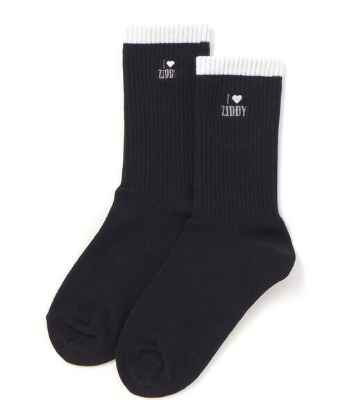 ZIDDY / ジディー ソックス | 【日本製】ハートロゴ刺しゅうソックス(19~24cm)（ブラック）