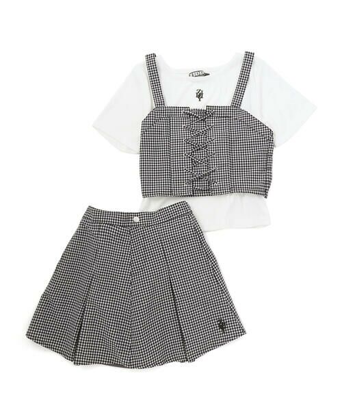 ZIDDY / ジディー その他トップス | ビスチェ＆Tシャツ＆ボトム 3点セット(130~160cm)（ブラック系）