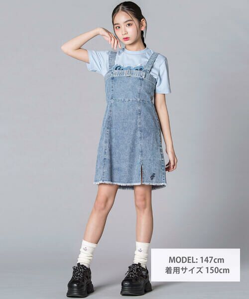 ZIDDY / ジディー ミニ丈・ひざ丈ワンピース | フリンジスリット デニムジャンスカ(130~160cm) | 詳細10