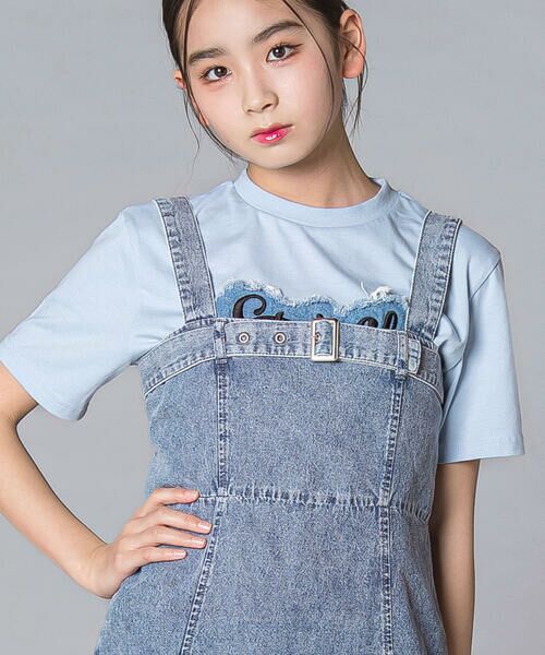 ZIDDY / ジディー ミニ丈・ひざ丈ワンピース | フリンジスリット デニムジャンスカ(130~160cm) | 詳細11