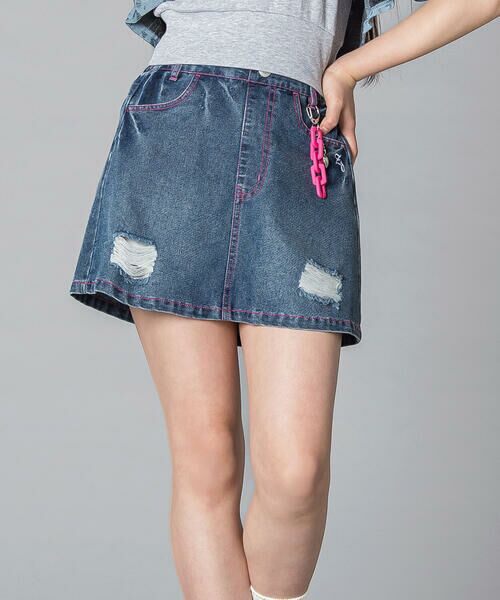 ZIDDY / ジディー デニムパンツ | チェーンツキデニムボトム(130~160cm)（ネイビー）