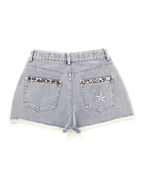 ZIDDY / ジディー デニムパンツ | 【 ニコ☆プチ 】ヒョウ柄ミックス デニム フリンジショートボトム(130~160cm) | 詳細5