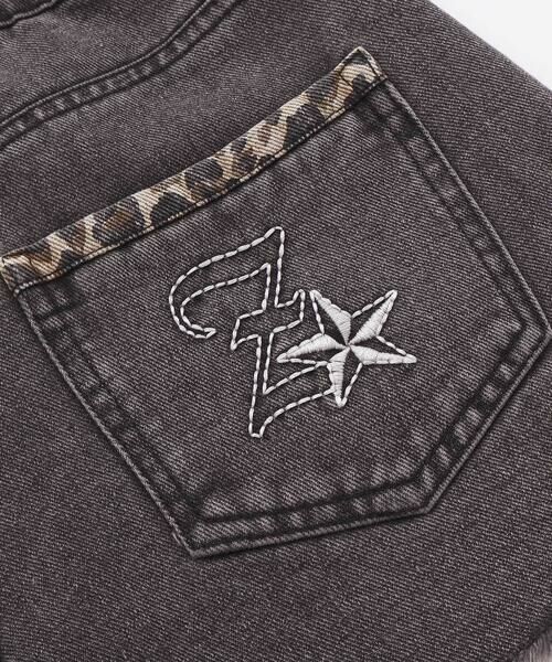 ZIDDY / ジディー デニムパンツ | 【 ニコ☆プチ 】ヒョウ柄ミックス デニム フリンジショートボトム(130~160cm) | 詳細15