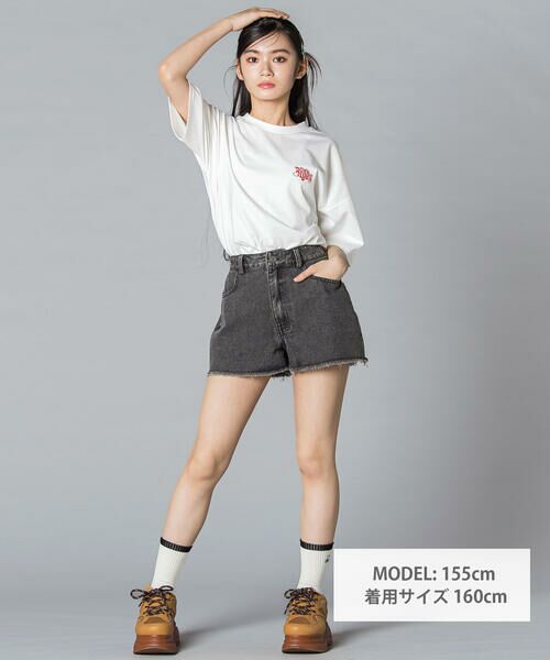 ZIDDY / ジディー デニムパンツ | 【 ニコ☆プチ 】ヒョウ柄ミックス デニム フリンジショートボトム(130~160cm) | 詳細6