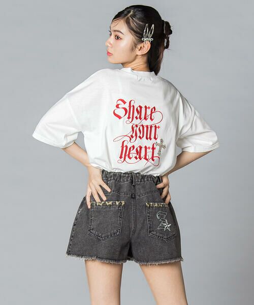 ZIDDY / ジディー デニムパンツ | 【 ニコ☆プチ 】ヒョウ柄ミックス デニム フリンジショートボトム(130~160cm) | 詳細9