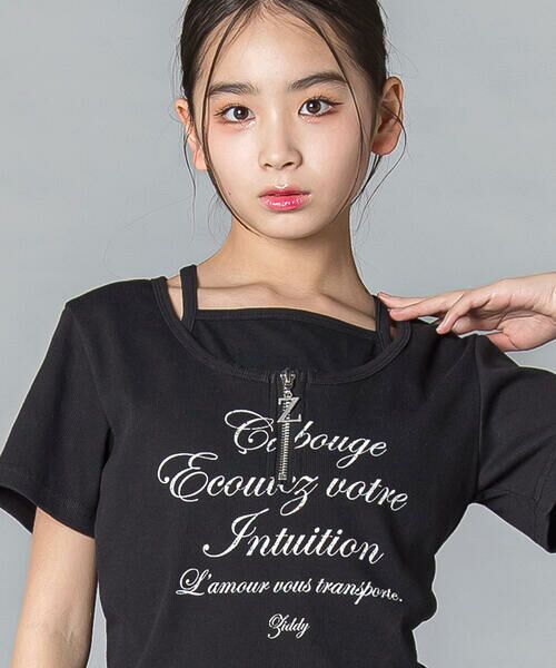 ZIDDY / ジディー Tシャツ | ハーフジップレイヤード風半袖Tシャツ(130~160cm) | 詳細15