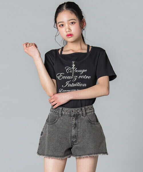 ZIDDY / ジディー Tシャツ | ハーフジップレイヤード風半袖Tシャツ(130~160cm) | 詳細17