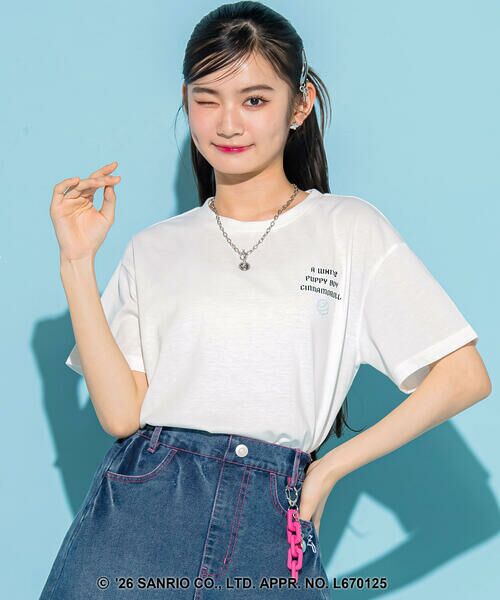 ZIDDY / ジディー Tシャツ | 【シナモロール 】バックハート半袖Tシャツ(130~160cm)（オフホワイト）