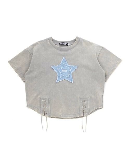 ZIDDY / ジディー Tシャツ | 【 ニコ☆プチ 】デニム星パッチ レースアップトップス(130~160cm) | 詳細3