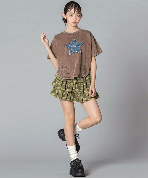 ZIDDY / ジディー Tシャツ | 【 ニコ☆プチ 】デニム星パッチ レースアップトップス(130~160cm) | 詳細7