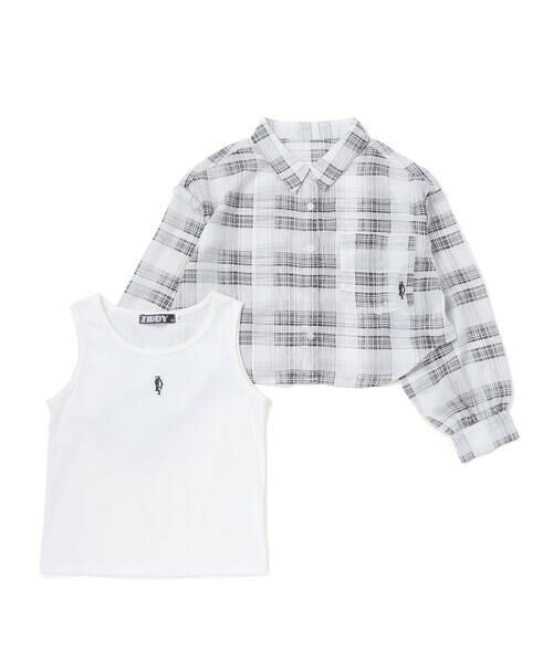 ZIDDY / ジディー その他トップス | シアー短丈チェックシャツ＆タンクトップスセット(130~160cm) | 詳細3