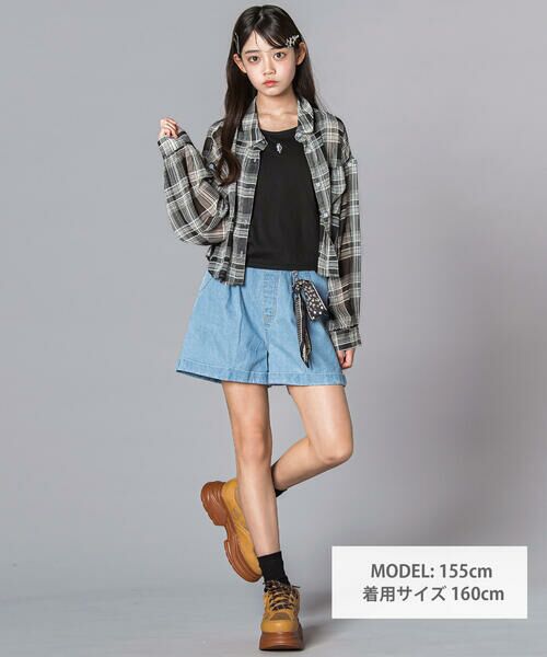 ZIDDY / ジディー その他トップス | シアー短丈チェックシャツ＆タンクトップスセット(130~160cm) | 詳細7
