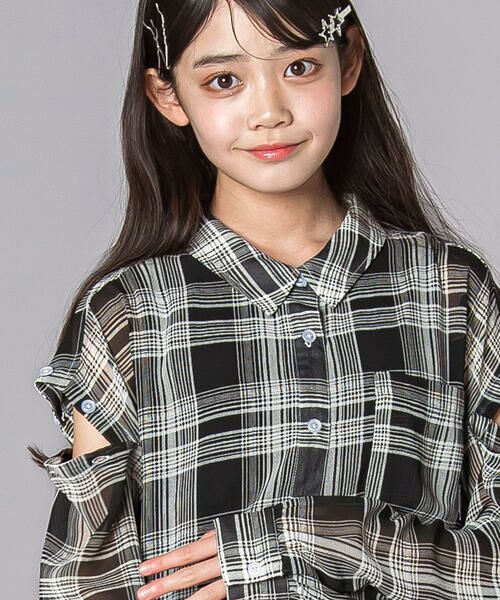 ZIDDY / ジディー その他トップス | シアー短丈チェックシャツ＆タンクトップスセット(130~160cm) | 詳細8