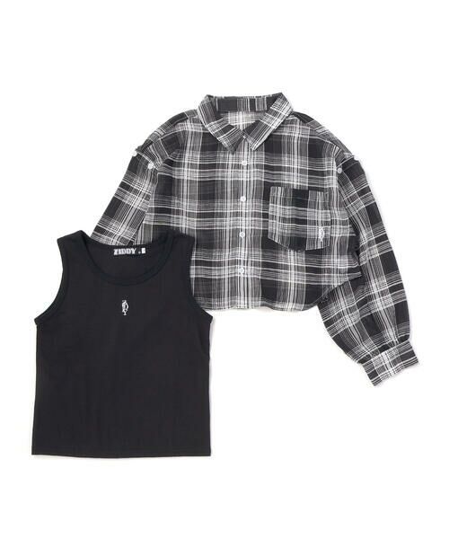 ZIDDY / ジディー その他トップス | シアー短丈チェックシャツ＆タンクトップスセット(130~160cm) | 詳細9