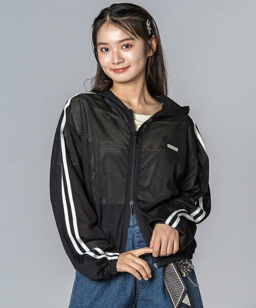 ZIDDY / ジディー ノーカラージャケット | ダブルジップメッシュジャケット(130~160cm)（ブラック）