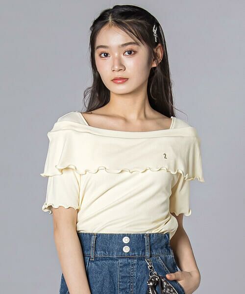 ZIDDY / ジディー Tシャツ | オフショル風Tシャツ(130~160cm)（オフホワイト）