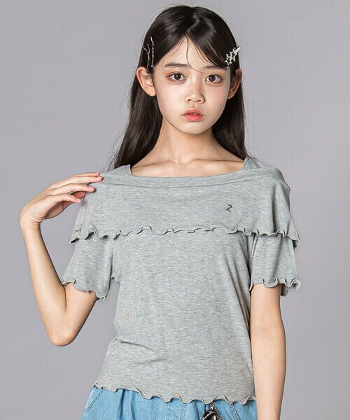 ZIDDY / ジディー Tシャツ | オフショル風Tシャツ(130~160cm)（グレー）