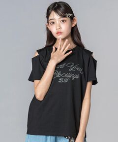 ZIDDY / ジディー Tシャツ | 【接触冷感】ラインストーン肩あきTシャツ(130~160cm)