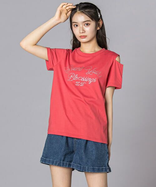 ZIDDY / ジディー Tシャツ | 【接触冷感】ラインストーン肩あきTシャツ(130~160cm) | 詳細2