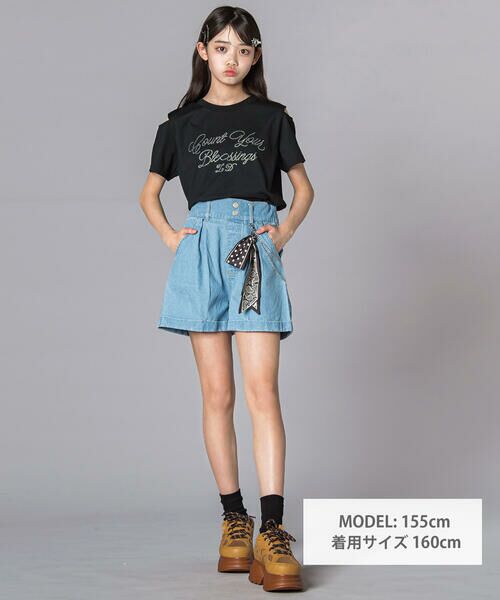 ZIDDY / ジディー Tシャツ | 【接触冷感】ラインストーン肩あきTシャツ(130~160cm) | 詳細13