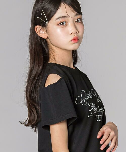 ZIDDY / ジディー Tシャツ | 【接触冷感】ラインストーン肩あきTシャツ(130~160cm) | 詳細15