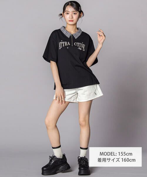ZIDDY / ジディー Tシャツ | ヒョウ柄ハーフジップTシャツ(130~160cm) | 詳細1